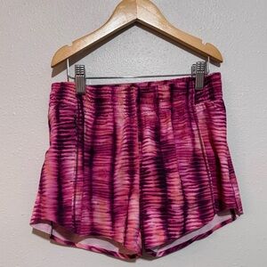 Athleta Girl Heart The Hustle Striped Shorts Pink Purple L/12 Pockets